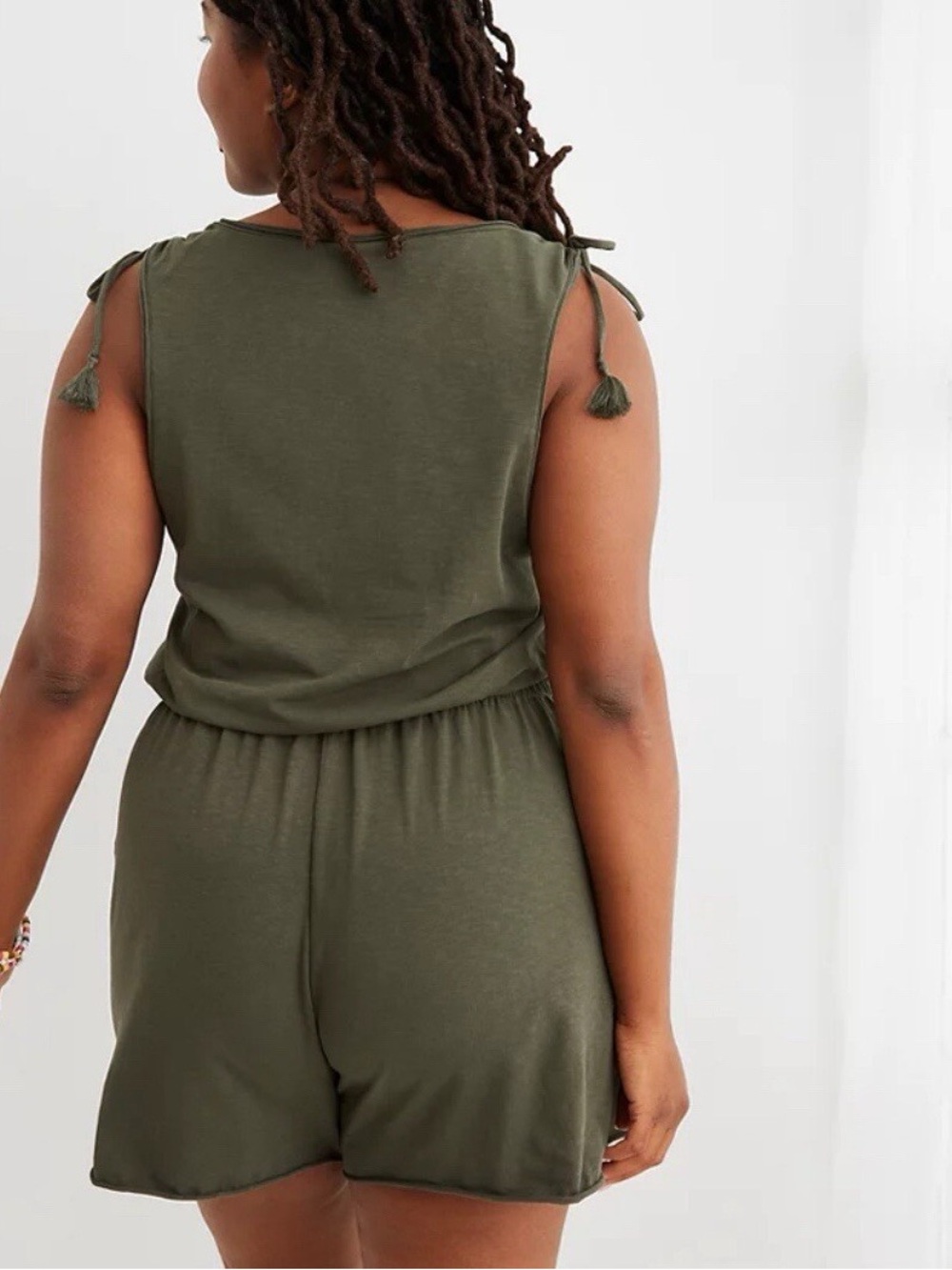 Aerie Pleated Romper Olive Green size Medium - Picture 5 of 16
